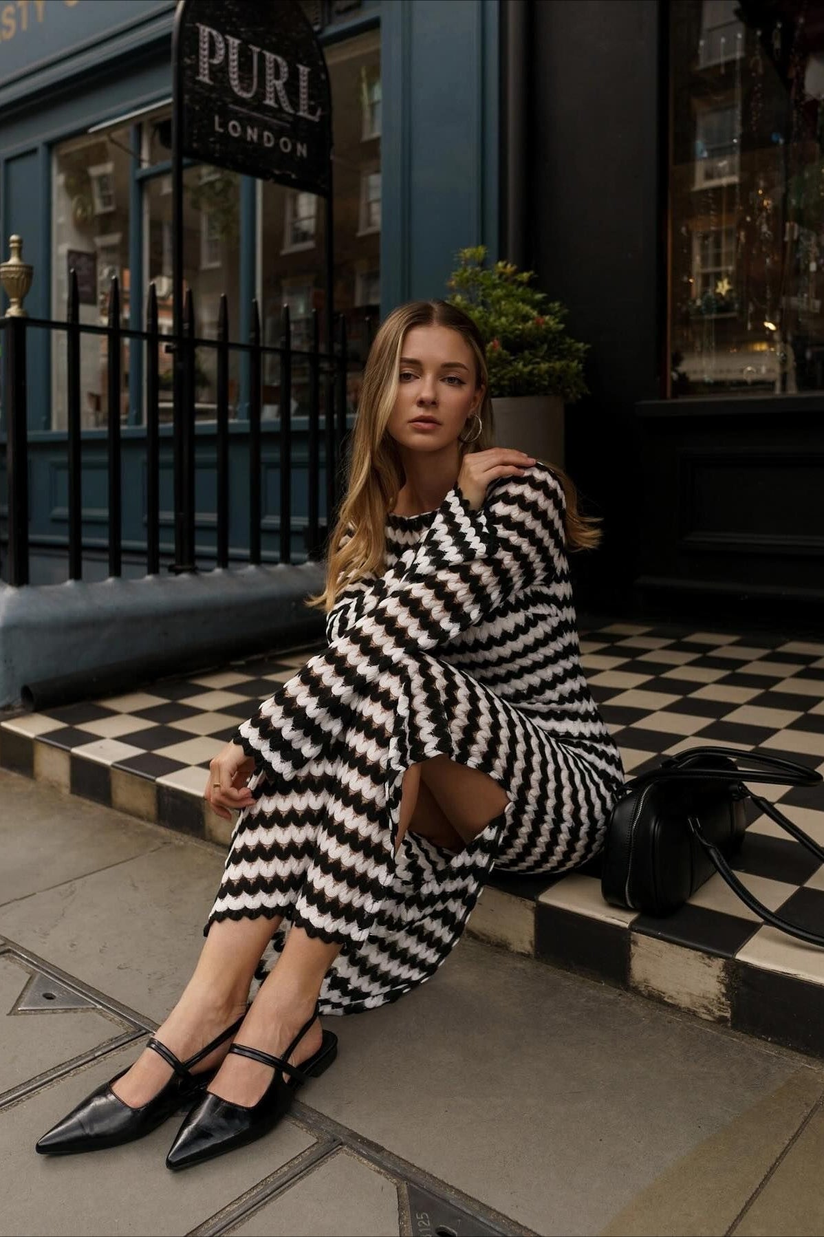 | Colorblock Stripe Long Sleeve Maxi Dress