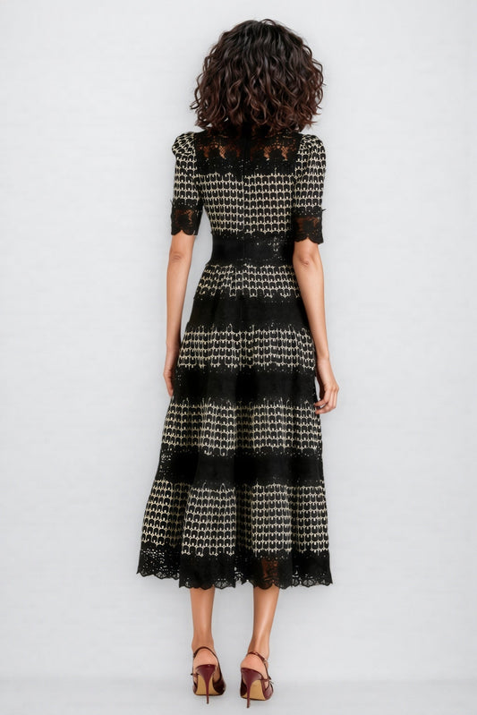 Cleo Lace Embroidery Short Sleeve Midi Dress