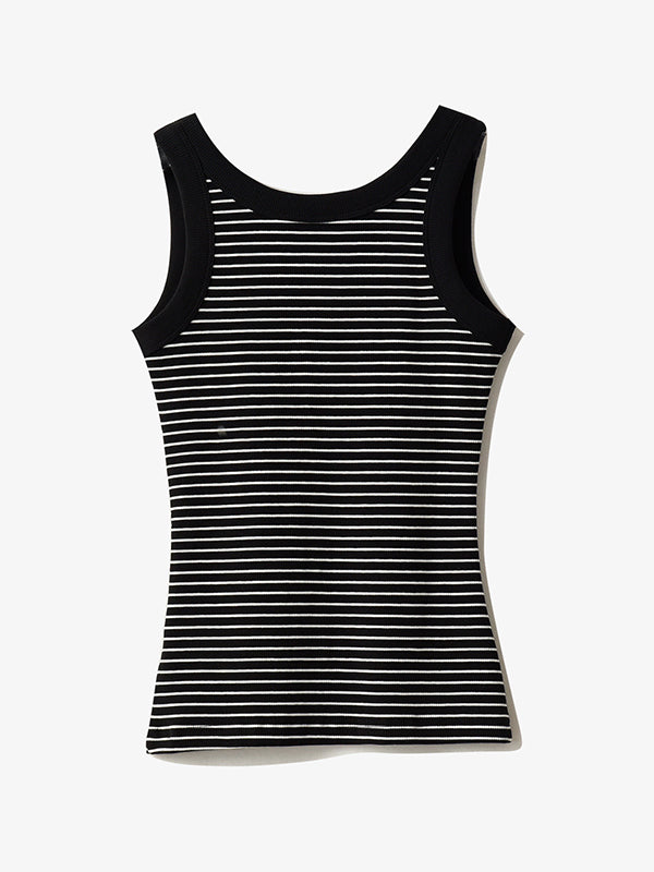 Striped Print U Neck Tank Top