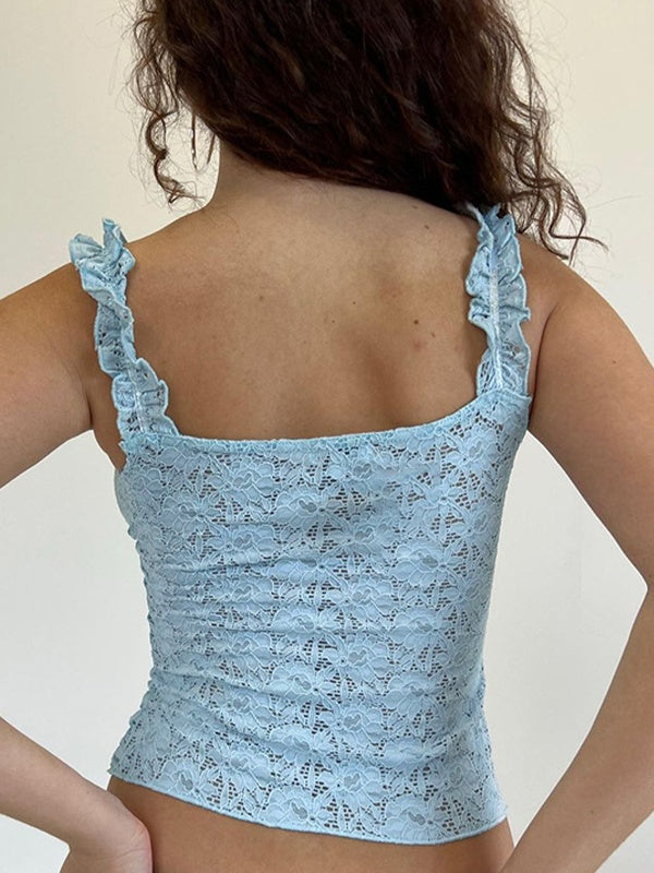 Lace Fungus Strap Tie Up Cami Top