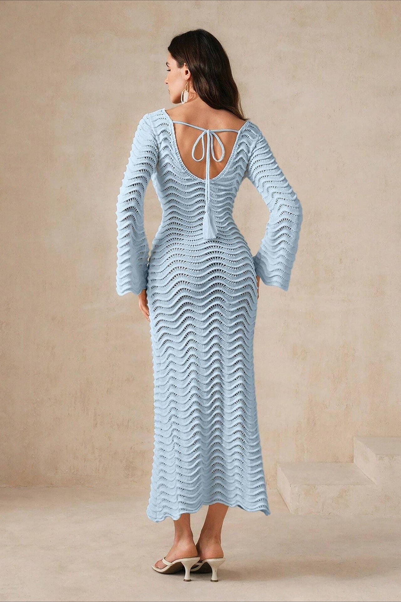 Sexy Solid Knit Beach Boho Dress