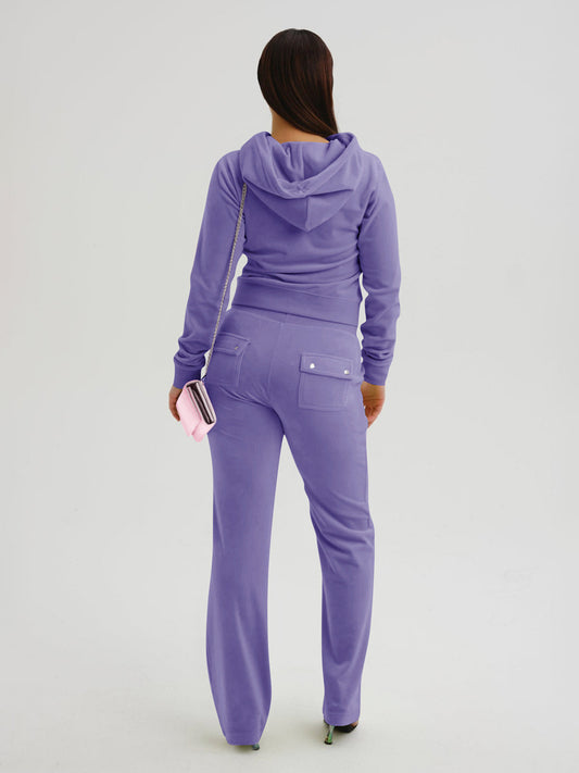 Velour Tracksuit Set Zip-up Hoodie And Pants For Women 2026