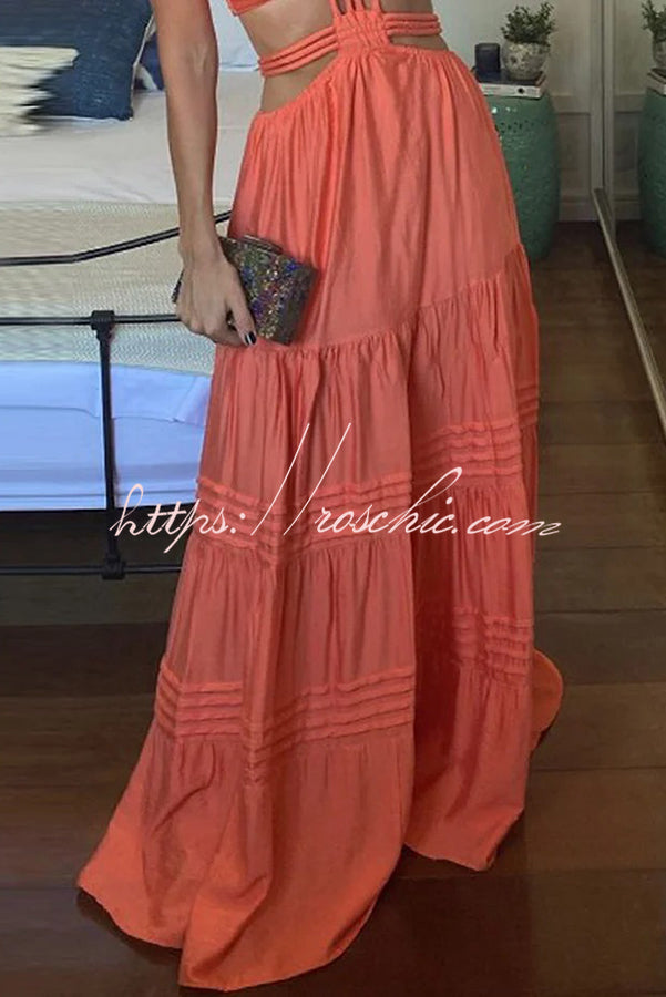 Chic Lady Straps Hollow Out Backless Irregular Vacation Maxi Dresses