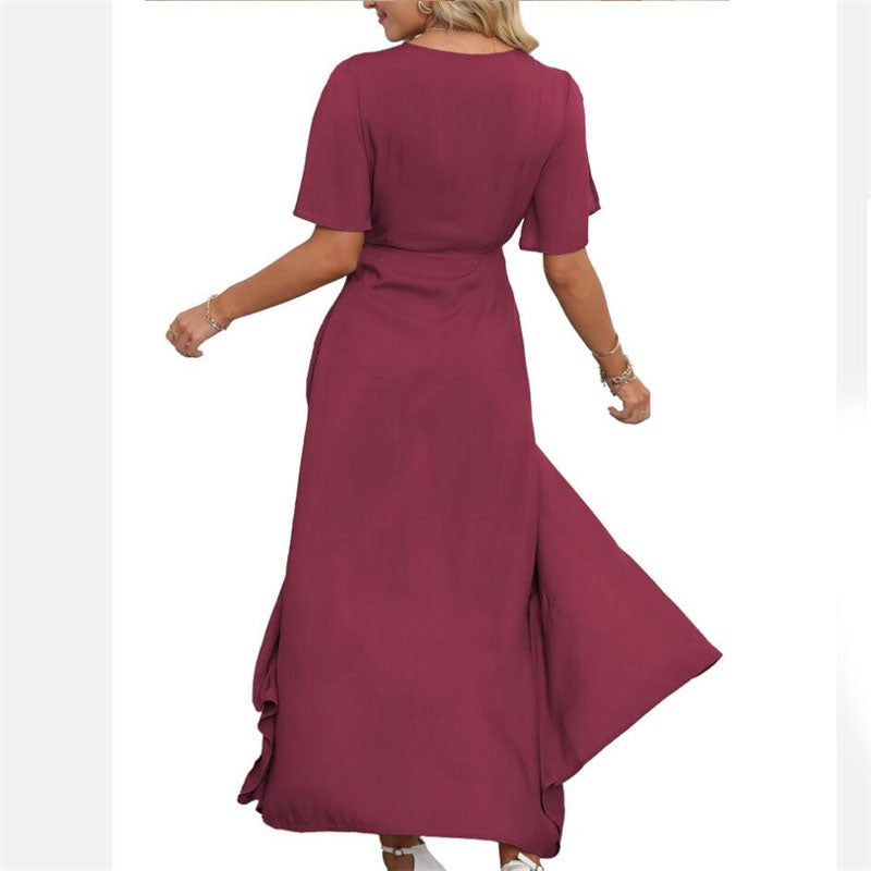 Elegant Bohemian V-Neck Slit Maxi Dress for All Occasions