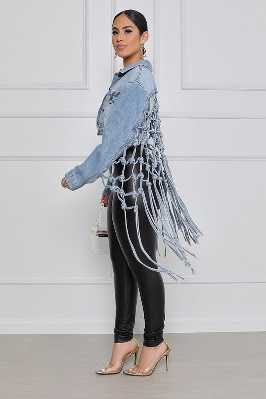 Blue Washed Denim Oversized Jacket