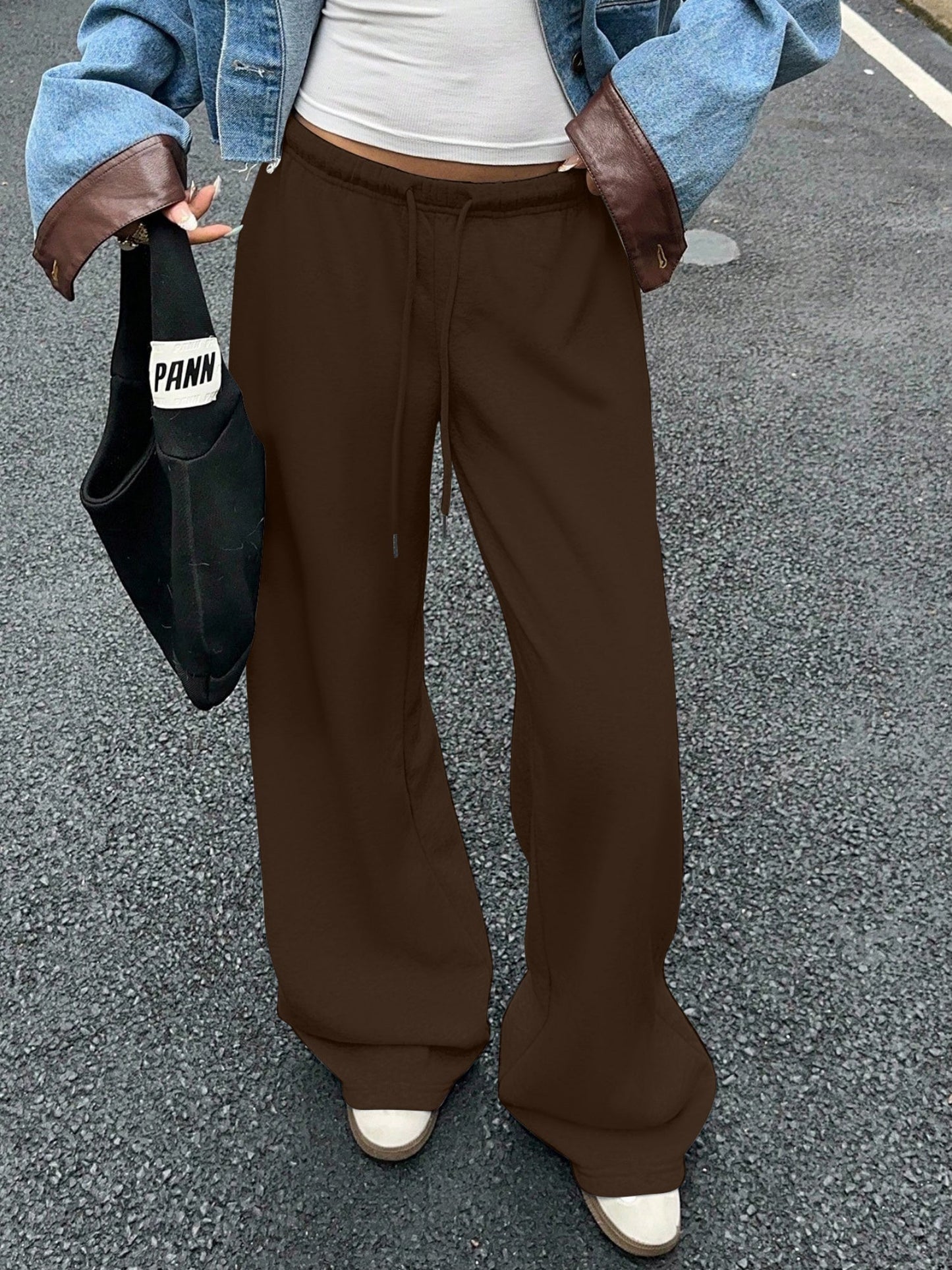 Drawstring Relaxed Exercise Mid-low Waist Sweatpants