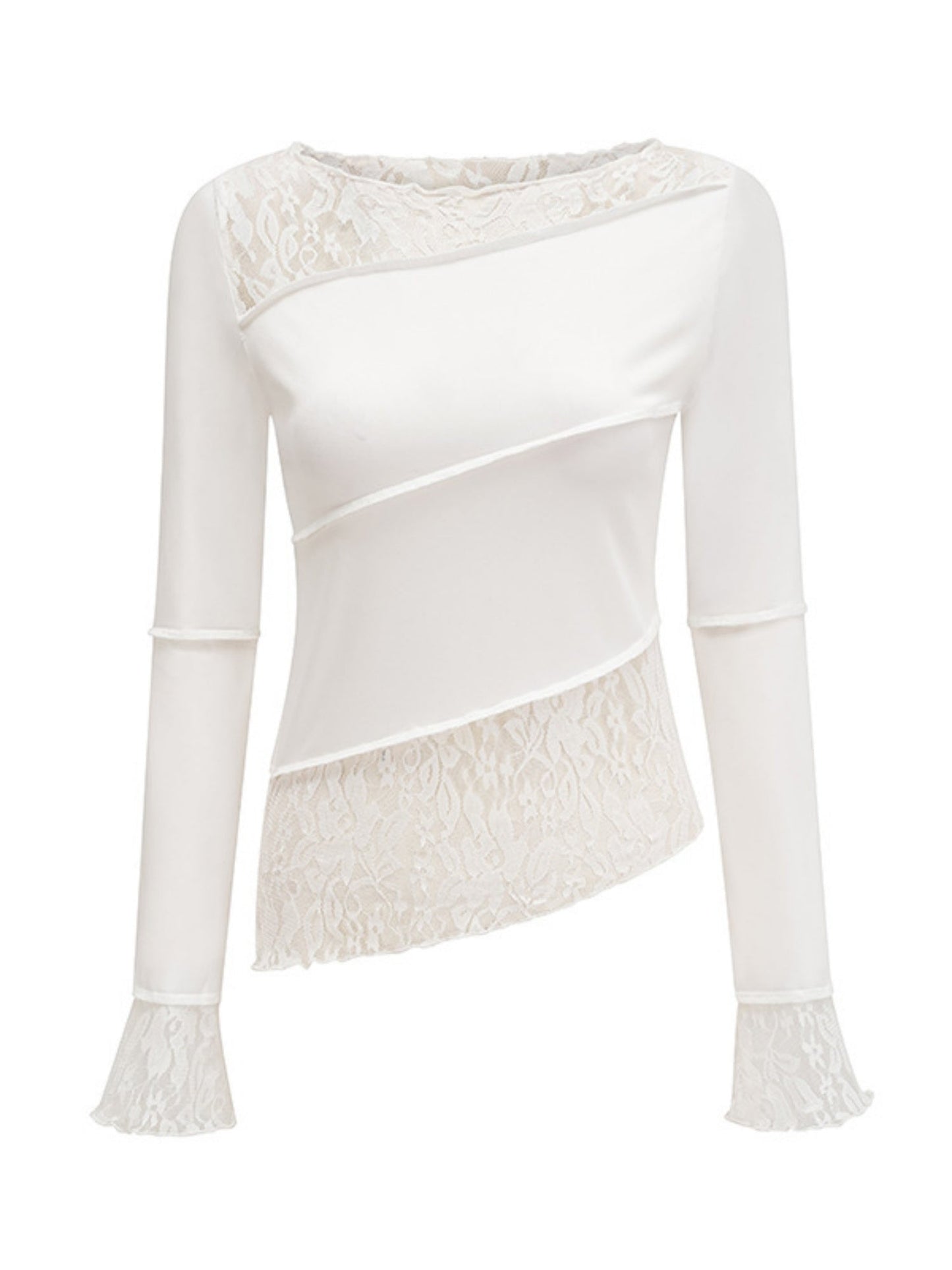 Lace Patchwork Long-sleeved T-shirt