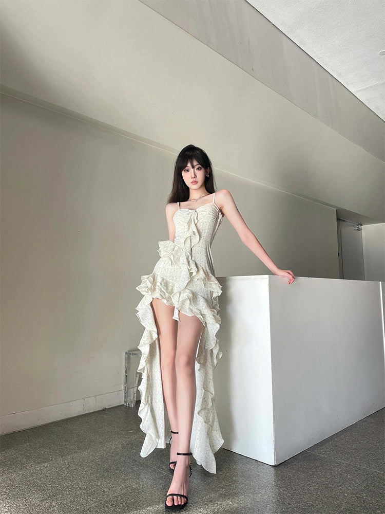 Asymmetrical Ruffle Maxi Dress – Elegant Beach Goddess Look