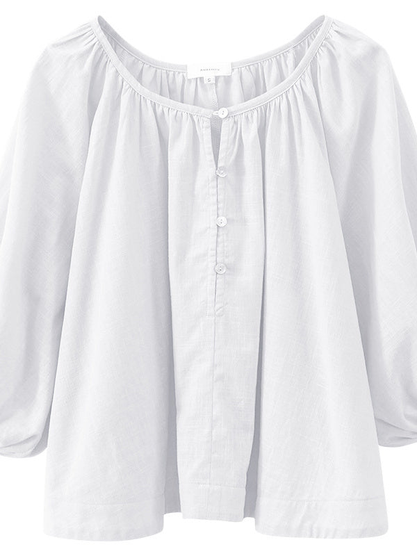Basic Cotton Short-sleeved Sheer Chiffon Casual Top