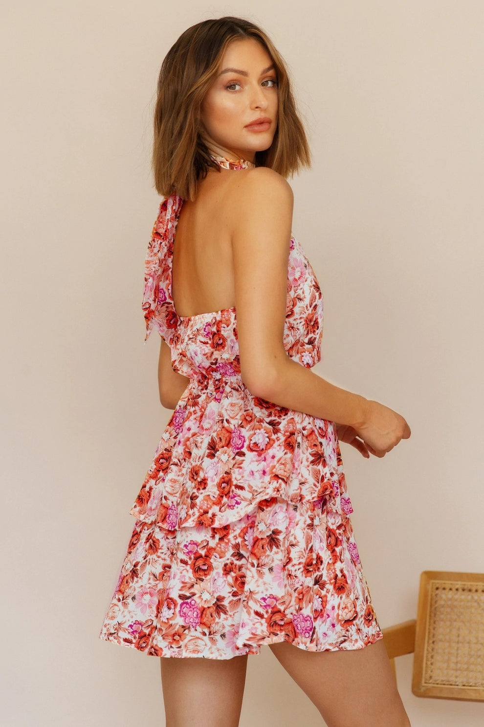 Floral Sleeveless Ruffled Mini Dress