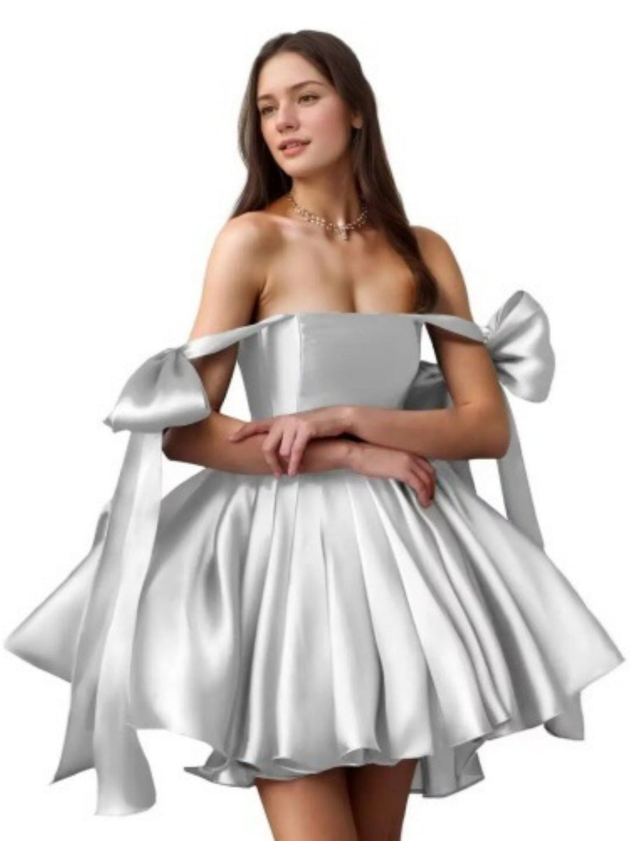Strapless Satin Evening Dress