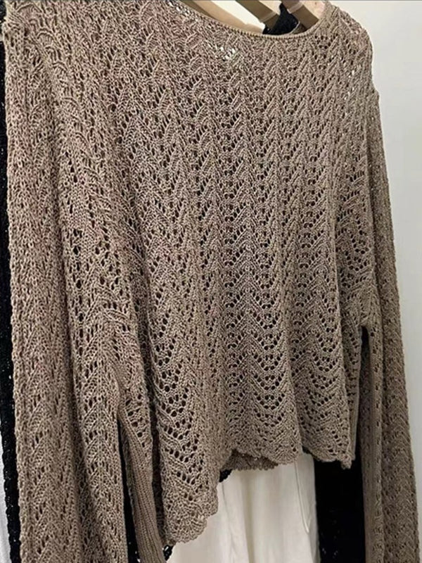 Cutout Thin Loose Long Sleeve Knit