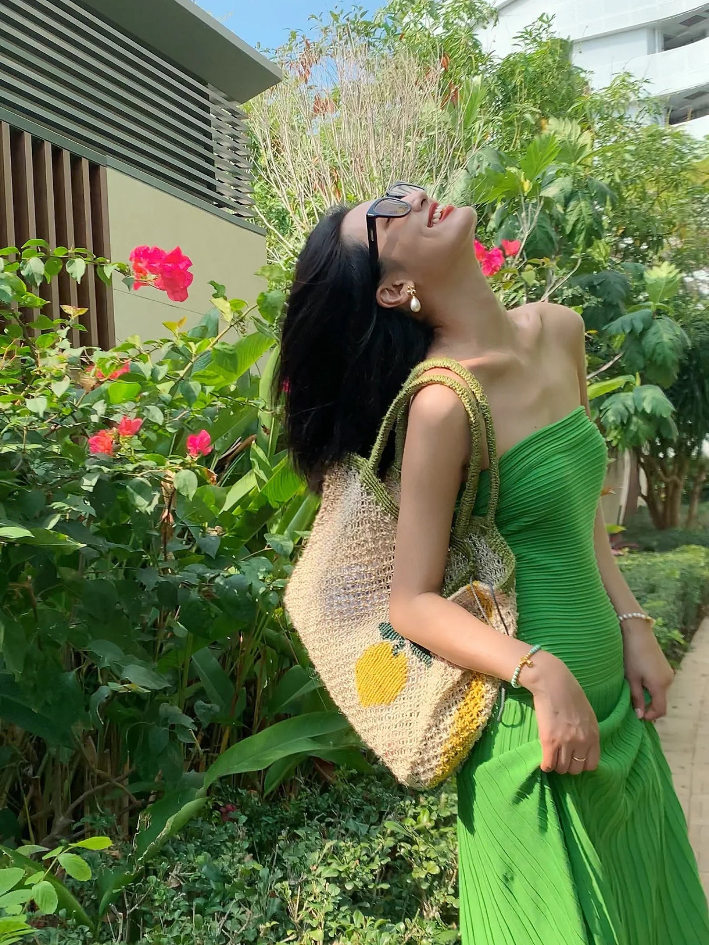 Emerald Green Knit Strapless Bodycon Maxi Dress – Elegant Beach Glam