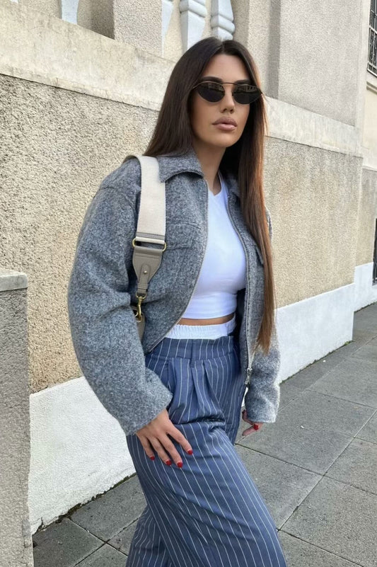 Suede Short Loose Casual Woolen Jacket