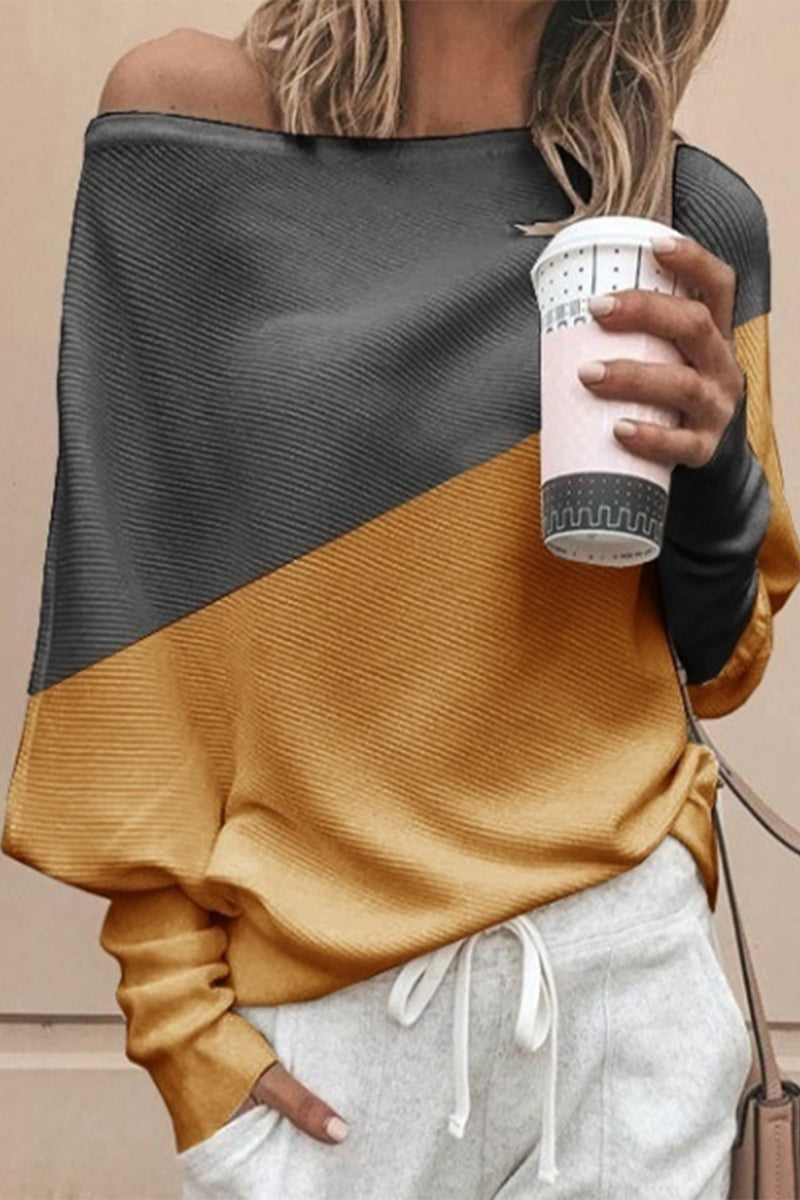 Street Solid Patchwork O Neck Mid Waist Tops