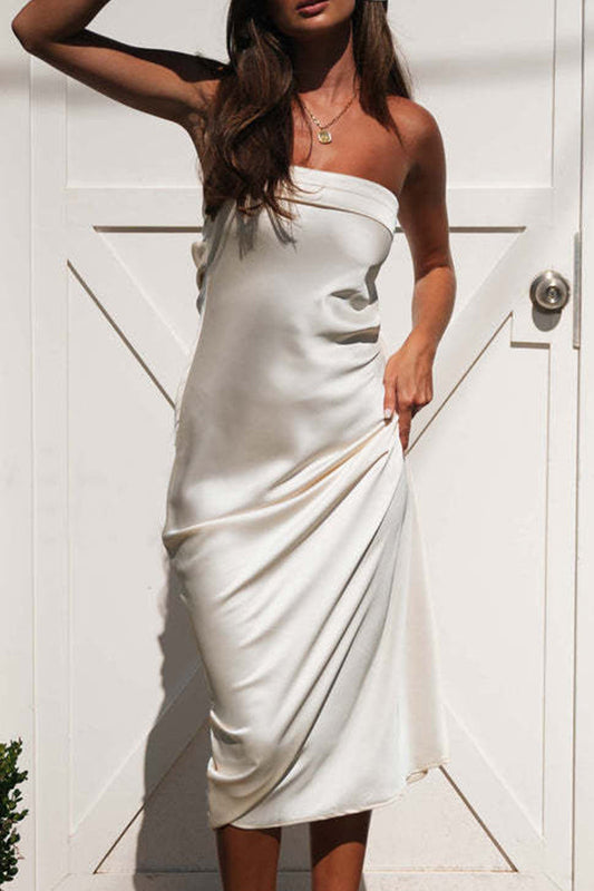 Sexy Vacation Solid Solid Color Strapless Pencil Skirt Dresses