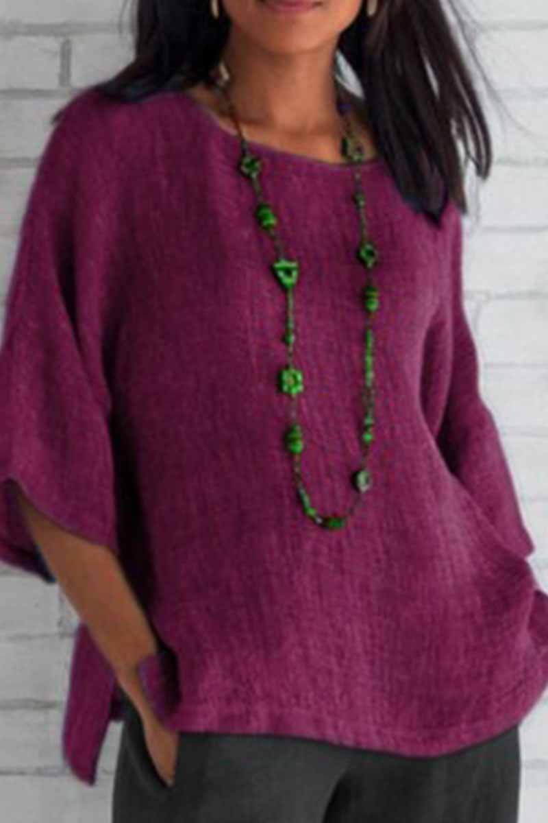 Casual Solid O Neck Shirts(5 Colors)