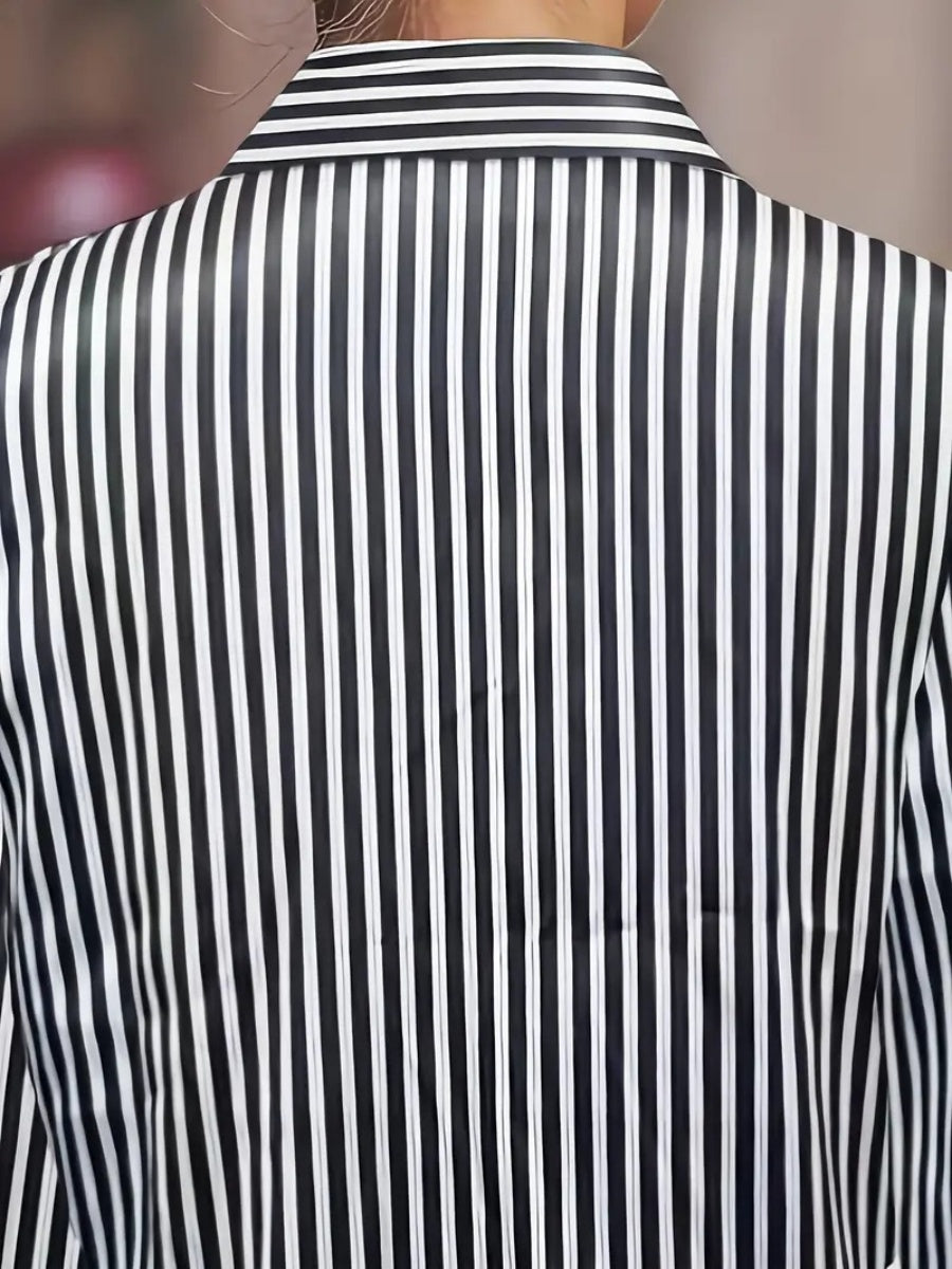 Stripes Single-breasted Slim-fit Satin Casual Shirts