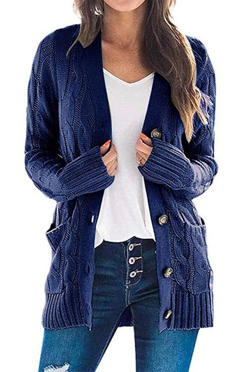 Margovil Button Up Chunky Cardigans with Pockets