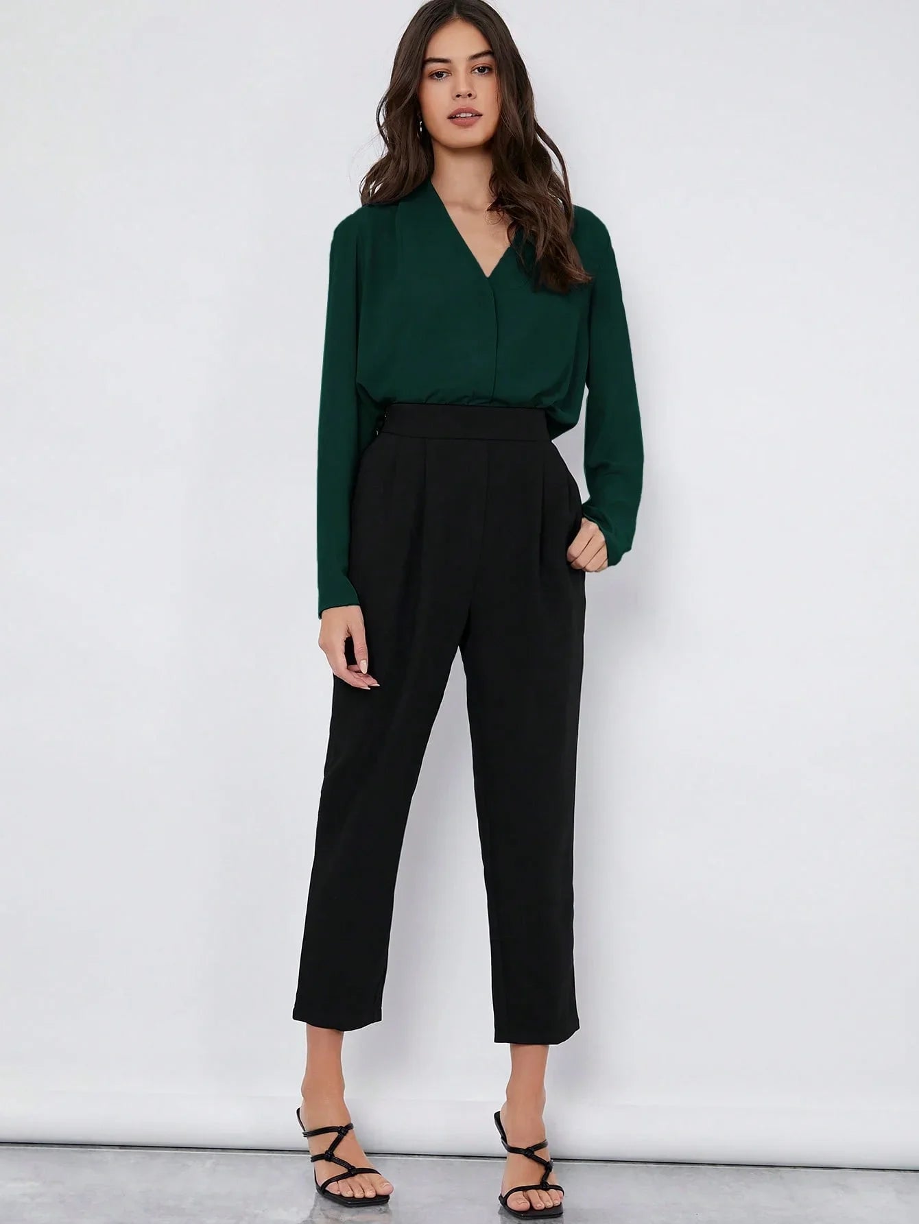 Elegant Pleated Blouse For Office Wear Folded Detailing