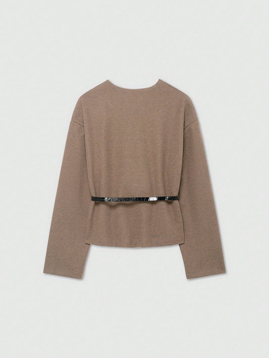 Soft Belted Vneck Wrap Jacket