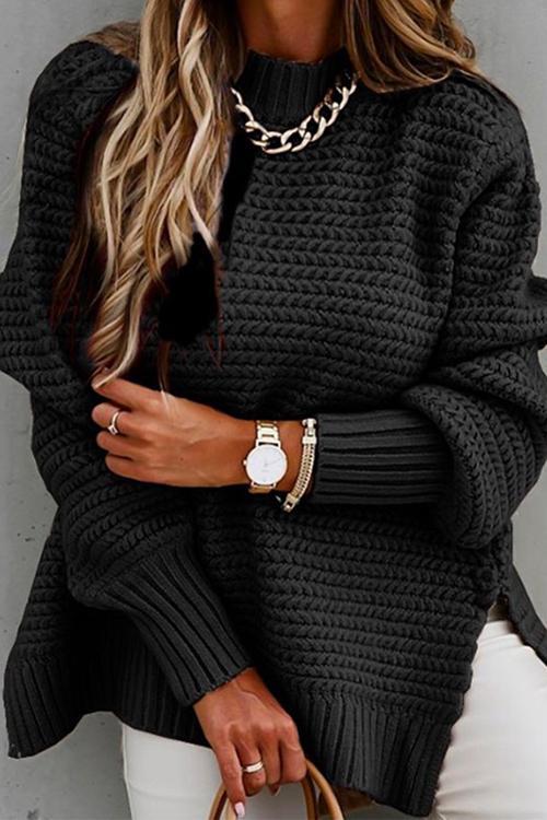 Margovil Mockneck Side Split Chunky Knit Sweater