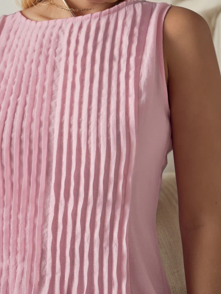 Crimp Temperament Sleeveless Big Swing Maxi Dresses