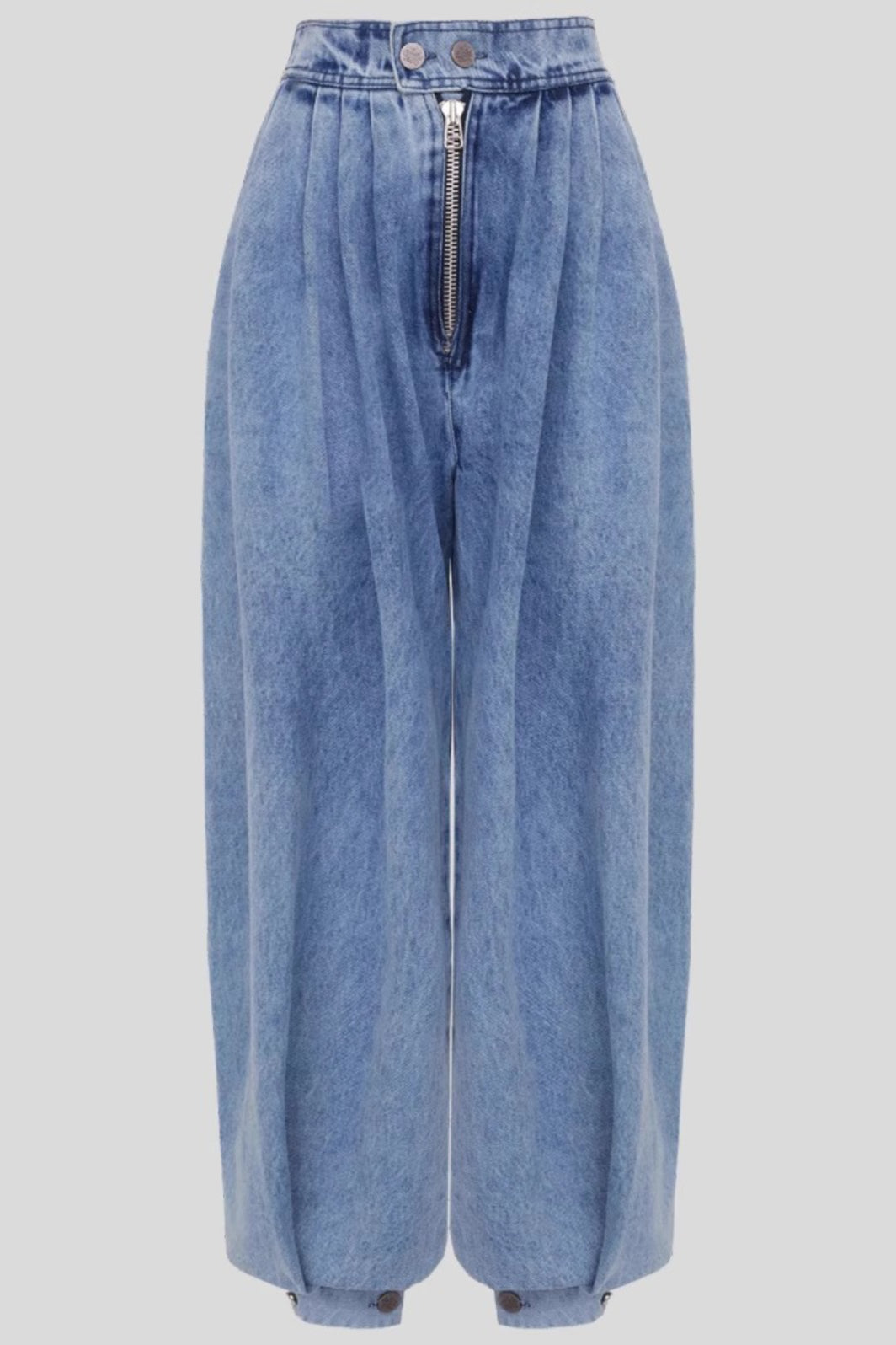High Waist Zipper Cuff Relaxed Vintage Jeans