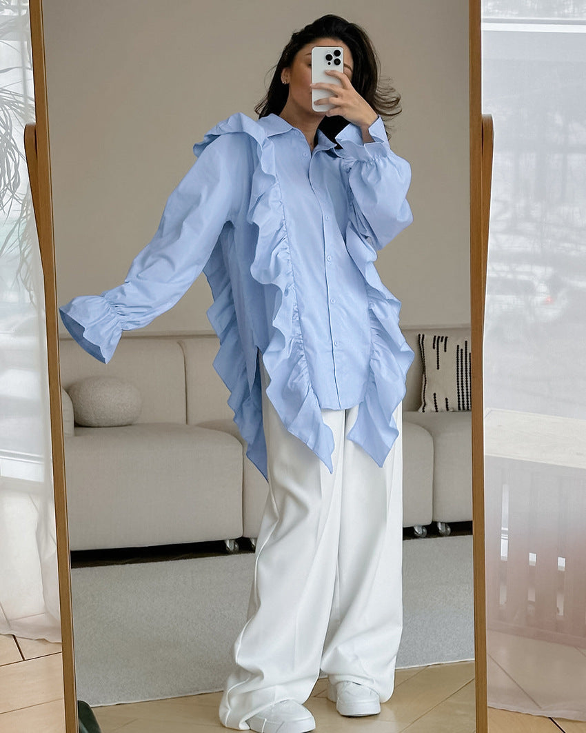 Ruffle Babe Shirt - Blue