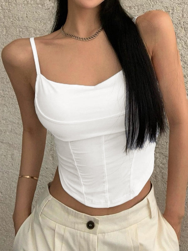 Fish Bone Stretchy Slim Corset Top
