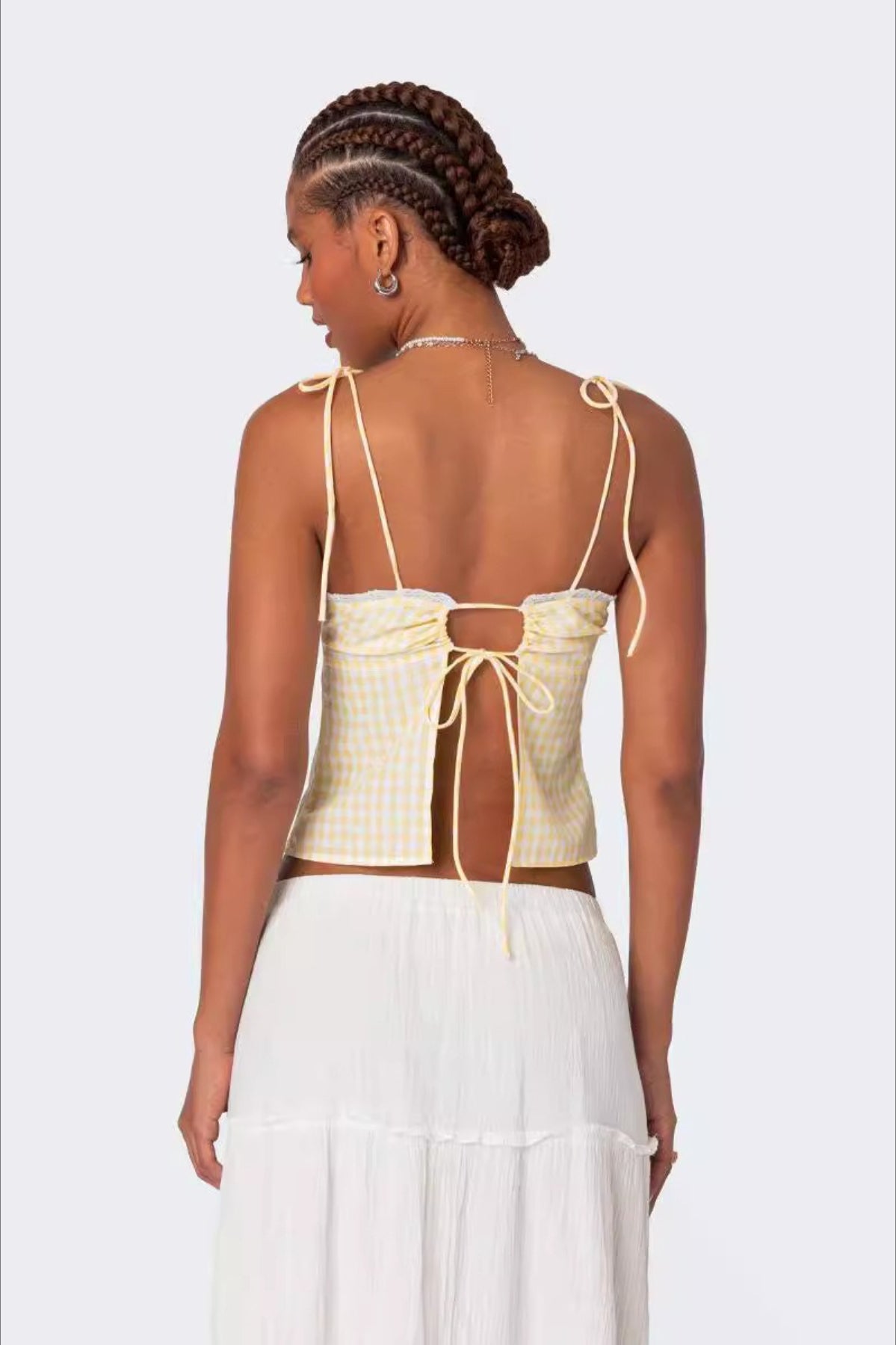 Sexy Plaid Halter Backless Cami Top