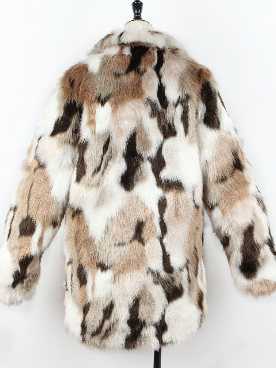 Faux Fur Coats Color Block Women Winter Eco-friendly Fur Coat 2026