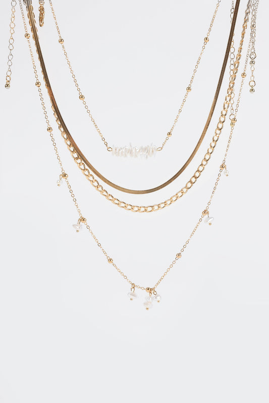 Faux Pearl Metal Multi-Layered Necklace