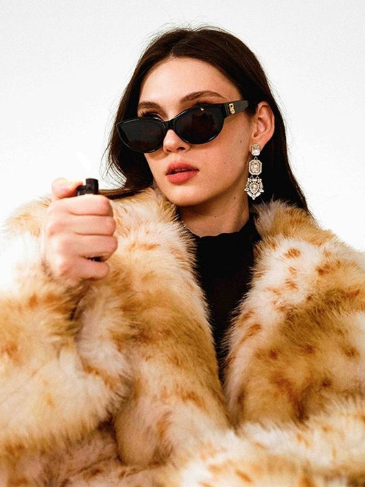 Leopard Faux Fur Coats Eco-friendly Winter Long Jacket For Women 2026