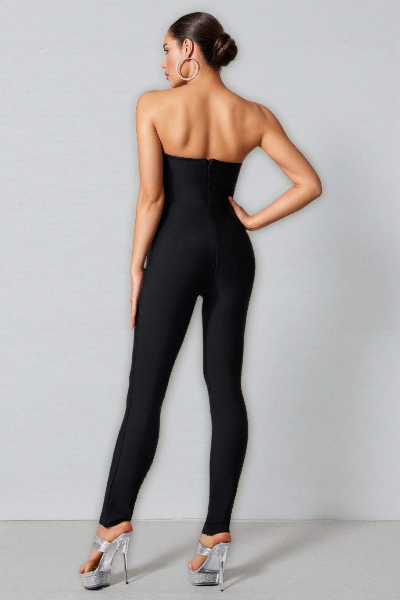 Peteas Bandage Rhinestone Strapless Jumpsuit