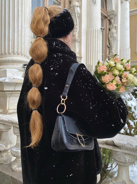 Faux Fur Coats Chic Turndown Collar White Winter Long Jacket For Women 2026