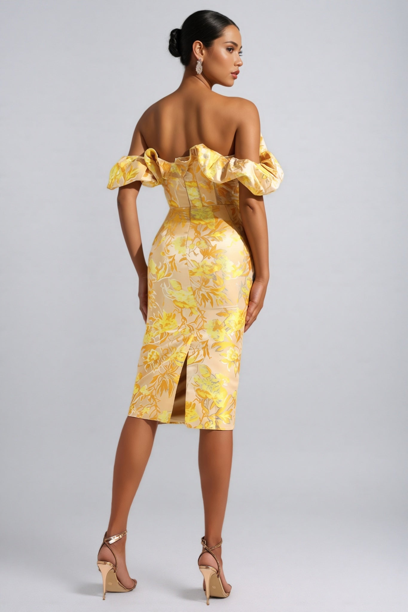 Joni One-Shoulder Jacquard Midi Dress