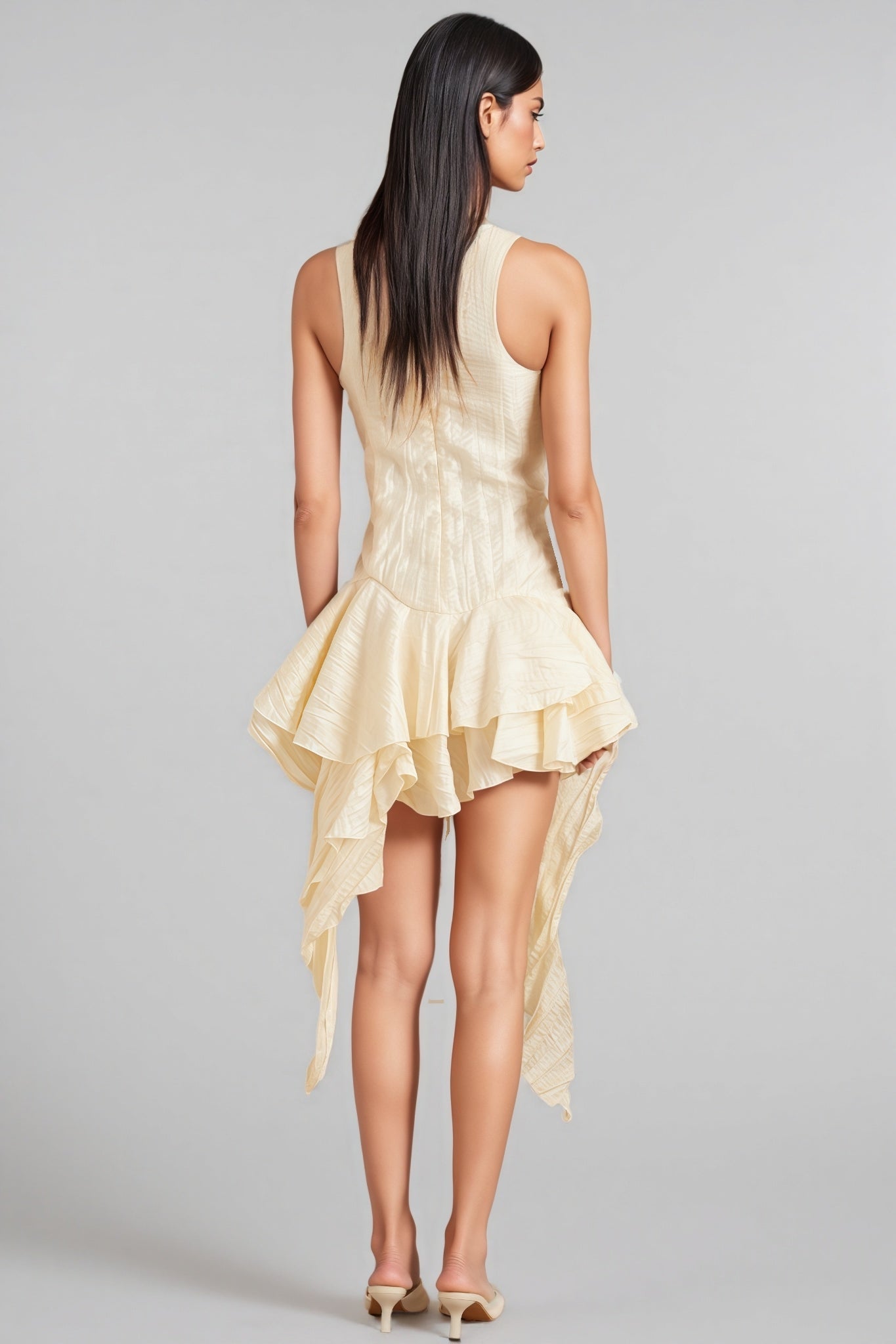 Aella 3D Floral Irregular Ruffle Mini Dress