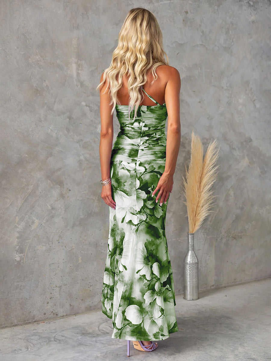 Floral Print One-Shoulder Long Dress For Women 2026