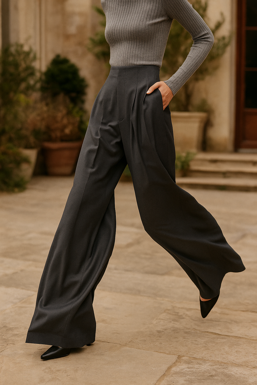 | Wide Leg Draped Pants