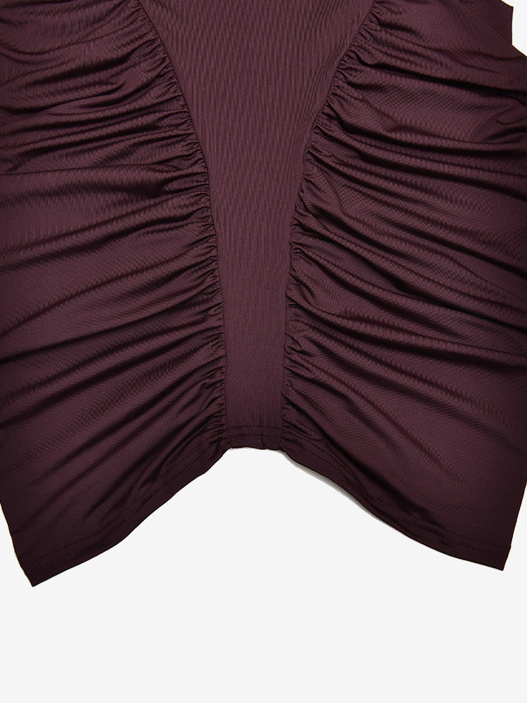 Modern High Neck Ruched Bodycon Backless Mini Dress For Women 2026