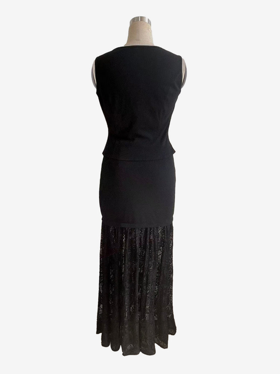 Vest Crop Top And Floral Lace Patchwork Maxi Skirt Two Piece Set For Women 2026