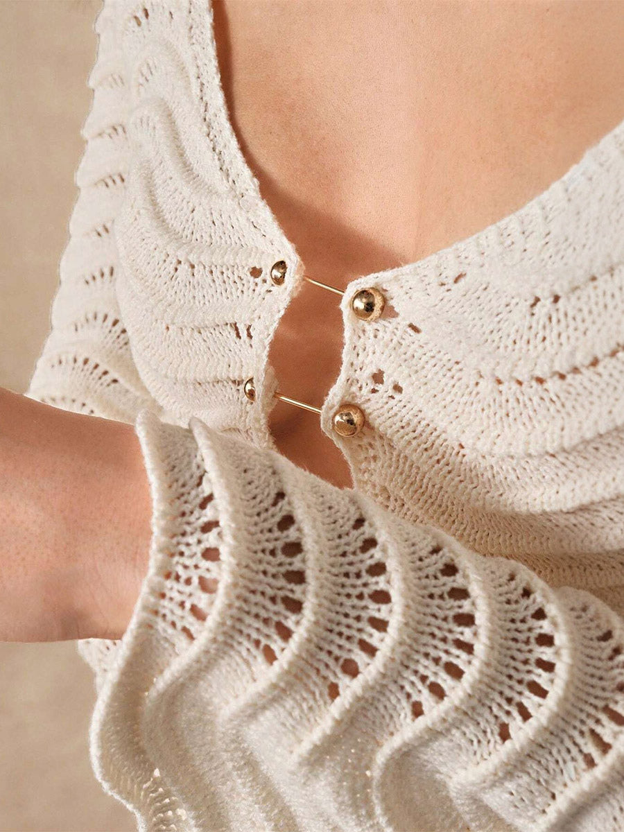 Vacation Dresses Shaping Cut Out Long Sleeves Scoop Neck Flared Sleeves Sexy Apricot Dress