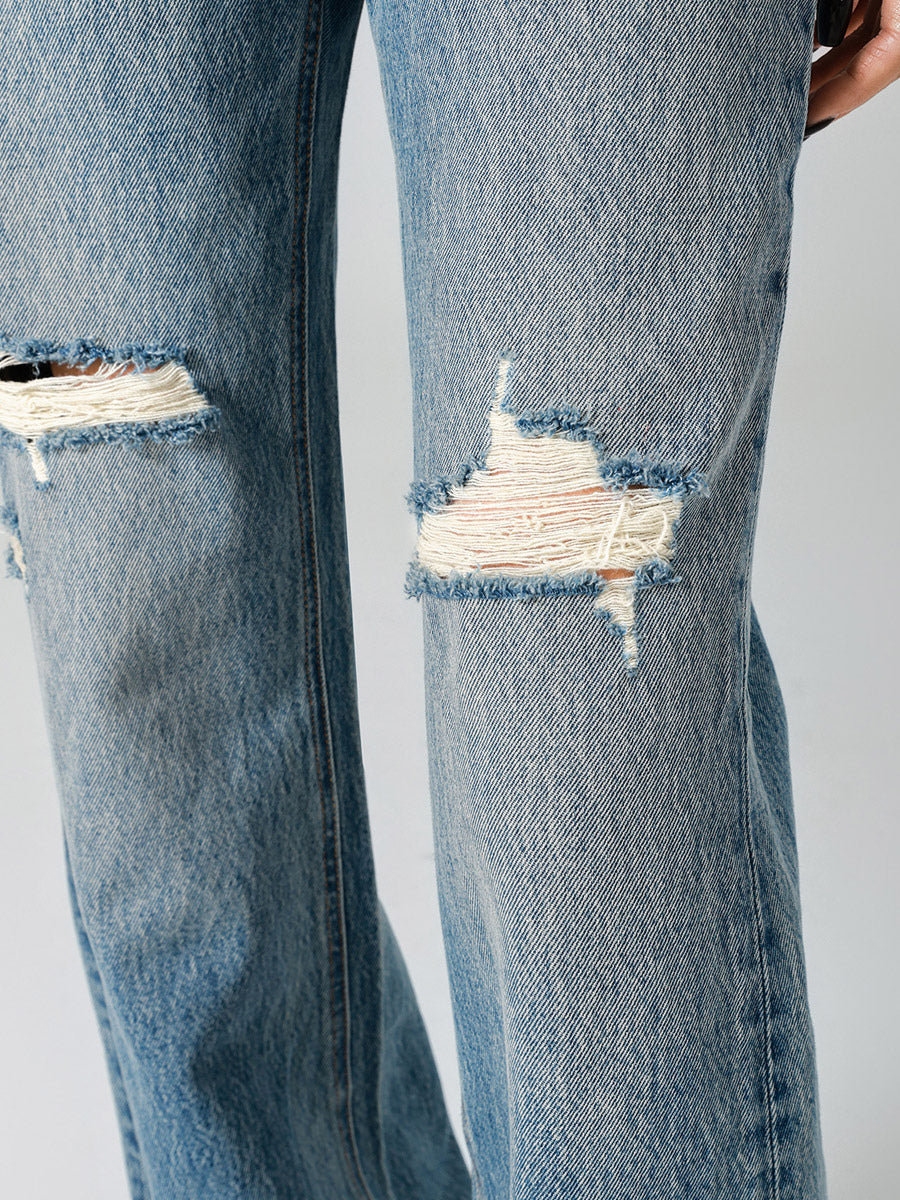 Jeans Women's Bottoms For Woman Casual Raised Waist Jeans