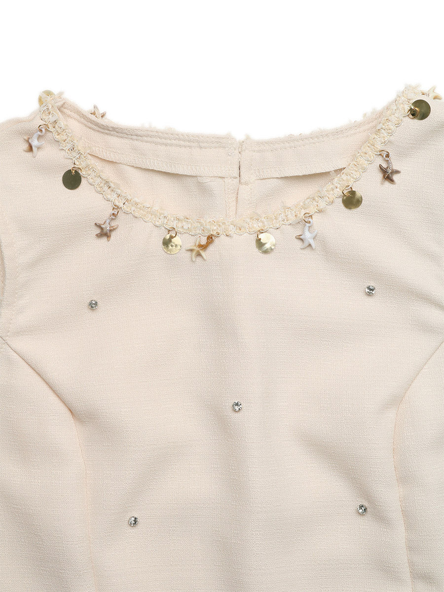 Women Beaded Star Trim Sleeveless Tank Elastic Waist Shorts 2 Piece Linen Set