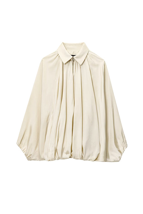 Margovil Lapel Batwing Sleeves Zip Up Bomber Jacket