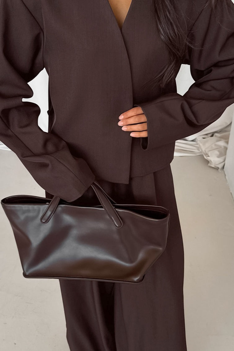 | Solid V-neck Cardigan and Tapered Two Piece Set