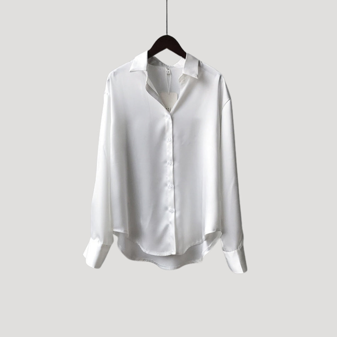 | Satin Long Sleeve Button Up Blouse