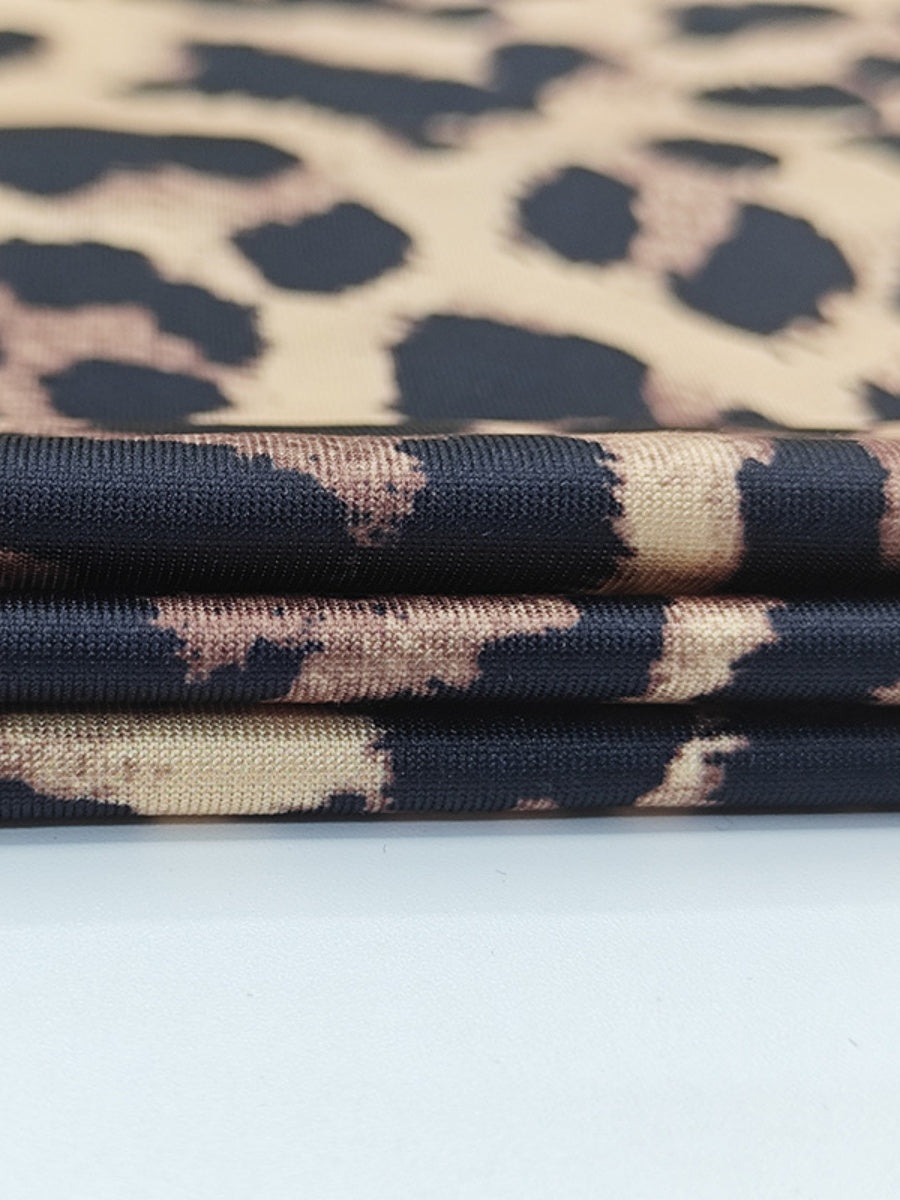 Chain Backless Camisoles Irregular High Slit Leopard Print Maxi Dresses