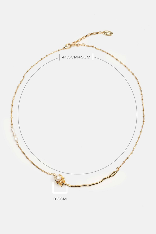 Faux Pearl Rose Necklace